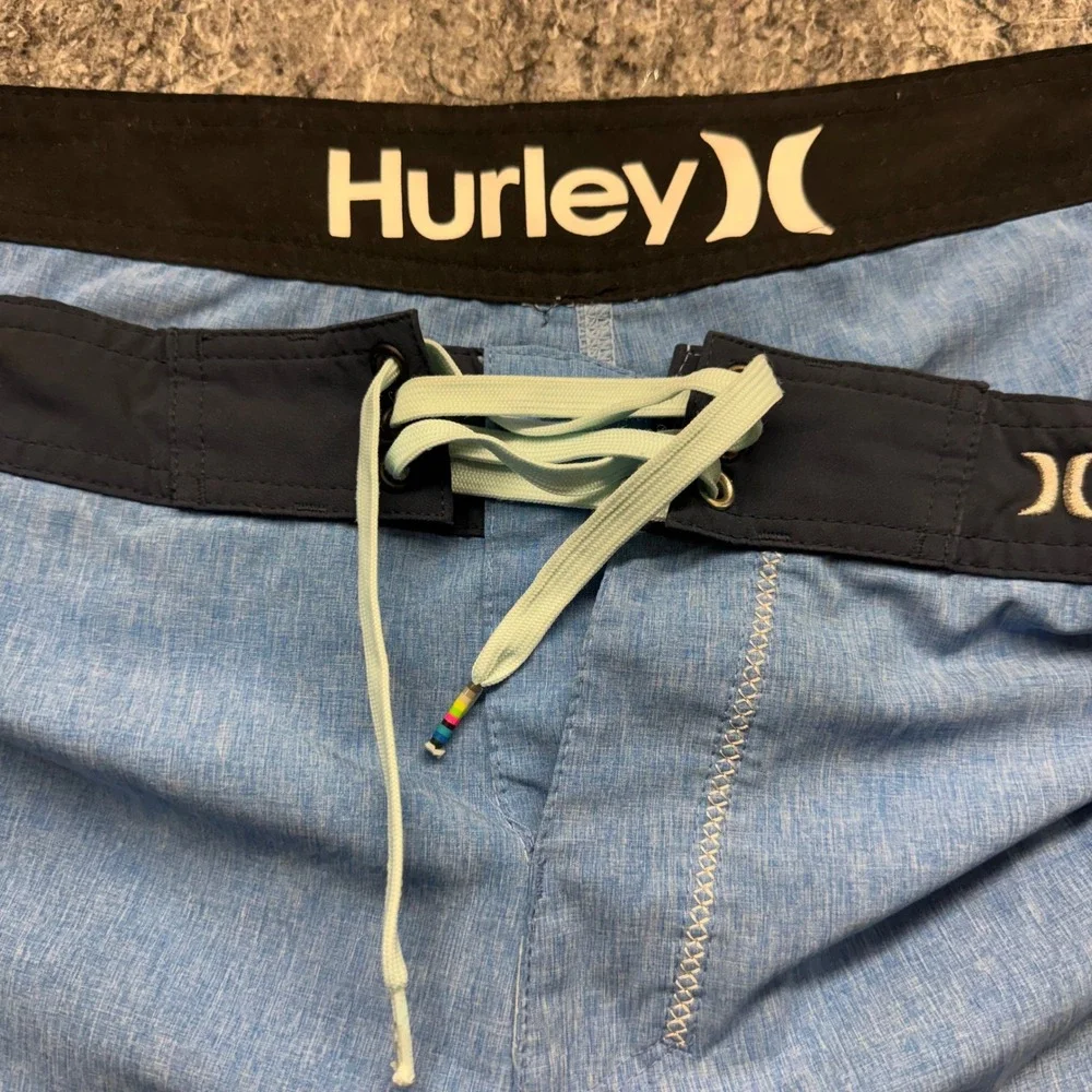 Hurley Phantom Mens Board Shorts Blue Striped Swim Trunks Size 42